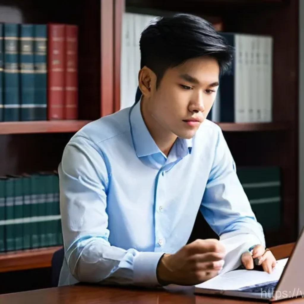 변호사 면접 질문 예상 답변 - **Prompt 1: Aspiring Lawyer's Dedicated Research and Preparation**
    "A young Vietnamese man, earl...