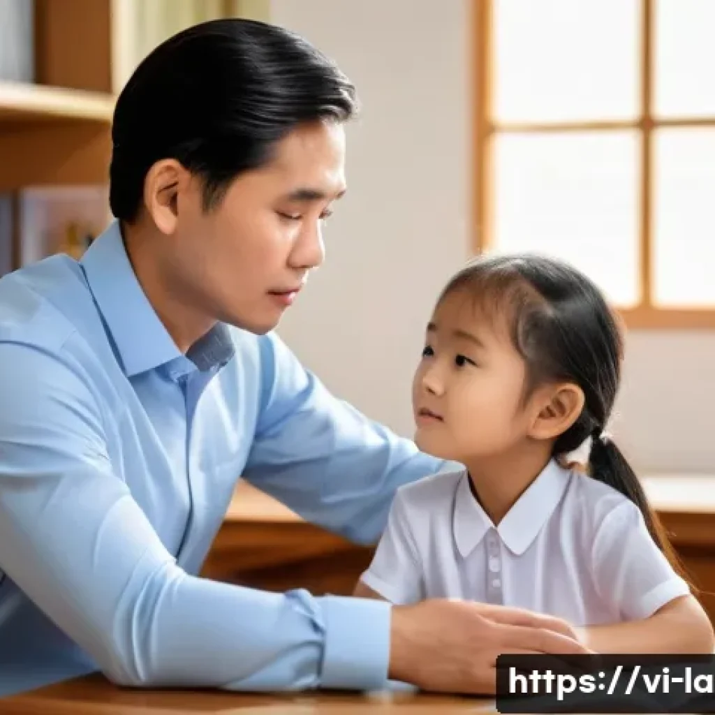 변호사로서의 공익 활동 사례 - A compassionate young Vietnamese lawyer in formal attire, sitting in a bright, modest office, attent...