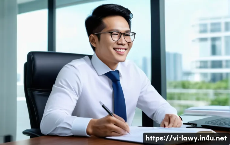 변호사 연봉 협상에서 유리한 기술 - A confident Vietnamese lawyer in formal business attire sitting upright at a negotiation table in a ...